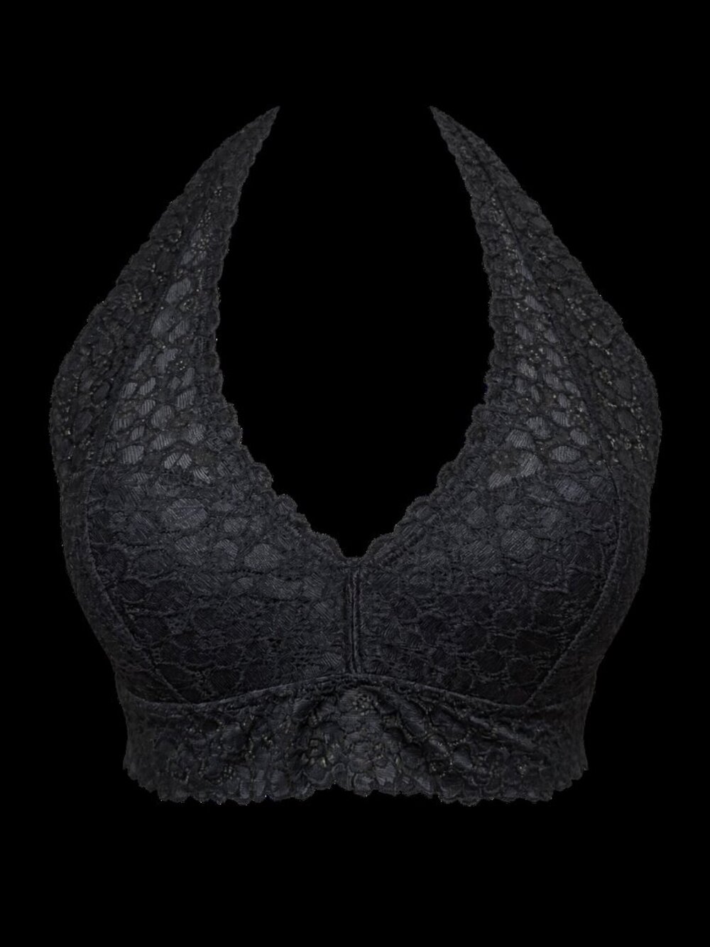 Aerie Black Lace Halter Bralette NWT M
